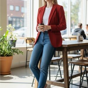 Reformation Office Blazer XXS Brick Red